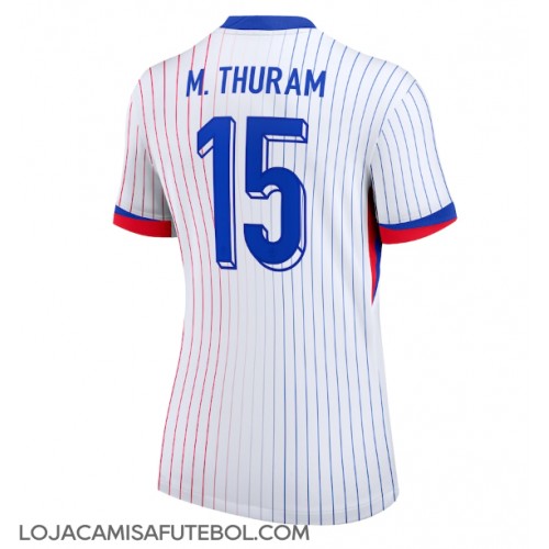 Camisa de Futebol França Marcus Thuram #15 Equipamento Secundário Mulheres Europeu 2024 Manga Curta